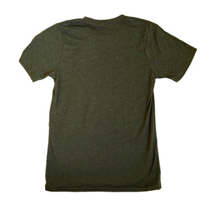 Mountains of Vermont Tee in Heathered Army Green with Black Ink