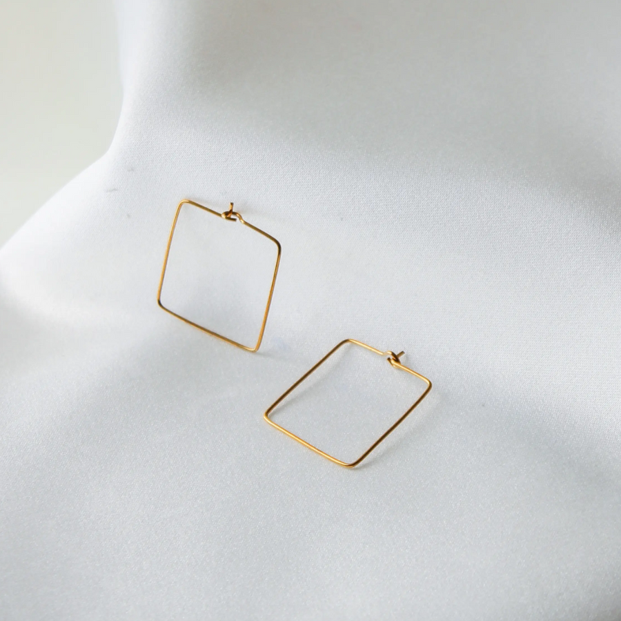 Square Hoop Earring - Brass