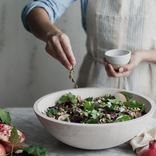Farmhouse Pottery Crafted Wooden Bowl - White