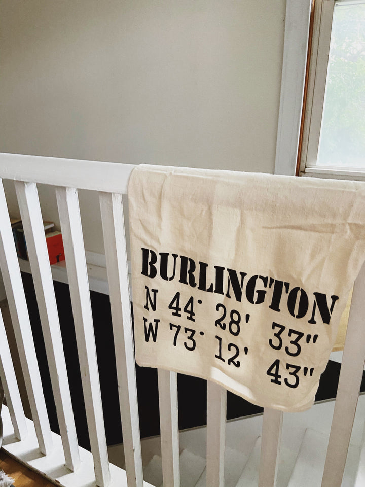 Burlington GPS Coordinates Tea Towel