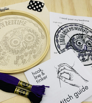 I Read Past My Bedtime Complete Embroidery Kit