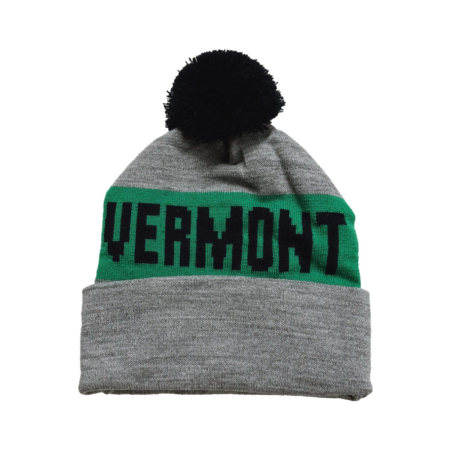 Vermont Beanie - Grey and Kelly Green
