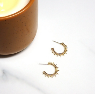 Sunburst Huggie Hoops - Gold Fill