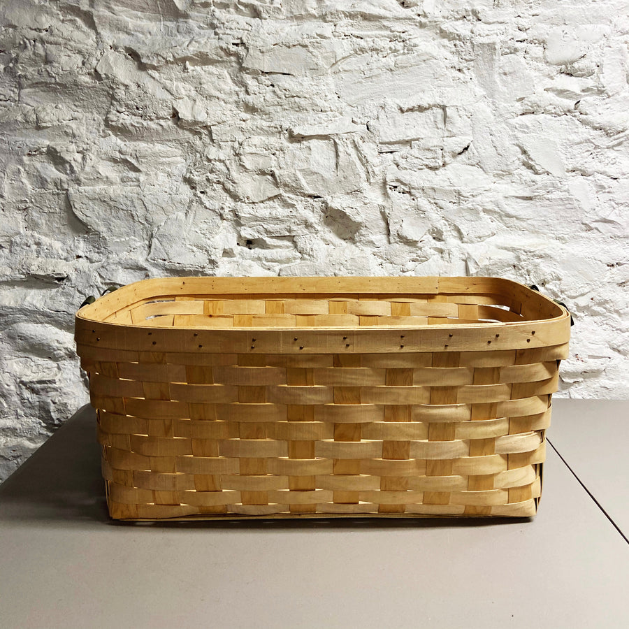 PICKUP ONLY Natural Woven Basket - Green Handle Large Clothes Basket