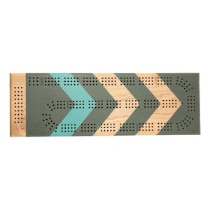 HAND PAINTED CRIBBAGE BOARD - Chevrons
