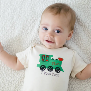 Toot Toot Train Organic Baby Onesie