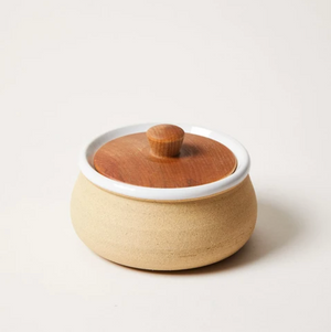 Farmhouse Pottery Jam Pot Jar with Wooden Top