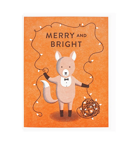 Merry And Bright Tuxedo Fox Card - LH7