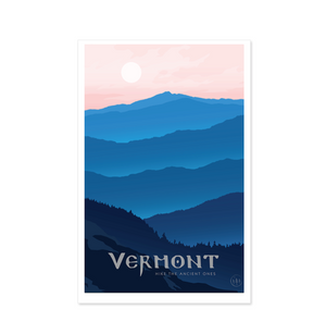 Vermont No. 1 Hike the Ancient Ones Print - 13x19 Pink &amp; Blue