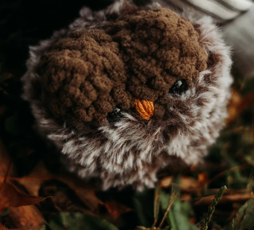 Chestnut Plush Owl Hatching Critter in Shell