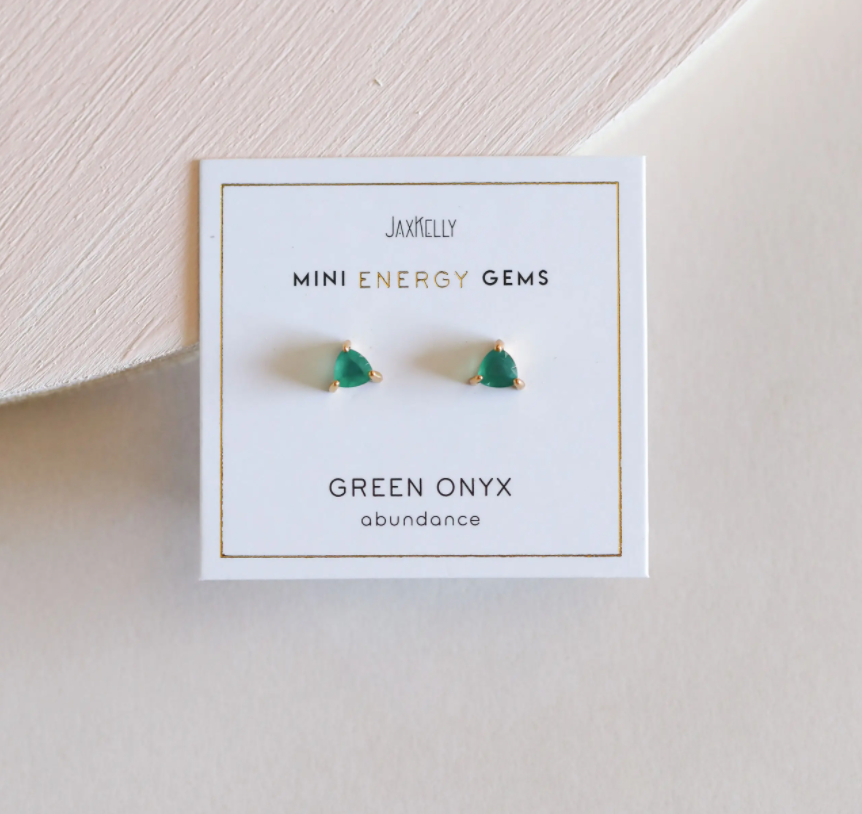Green Onyx Mini Gem Studs