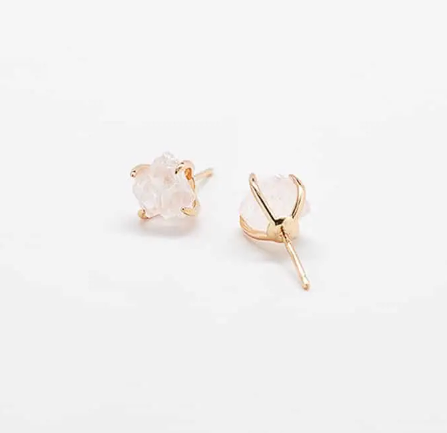 Rose Quartz Gold Claw Stud Earring