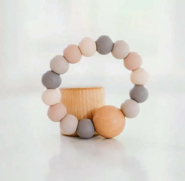 Silicone &amp; Wood Bubble Teether - Riverbed
