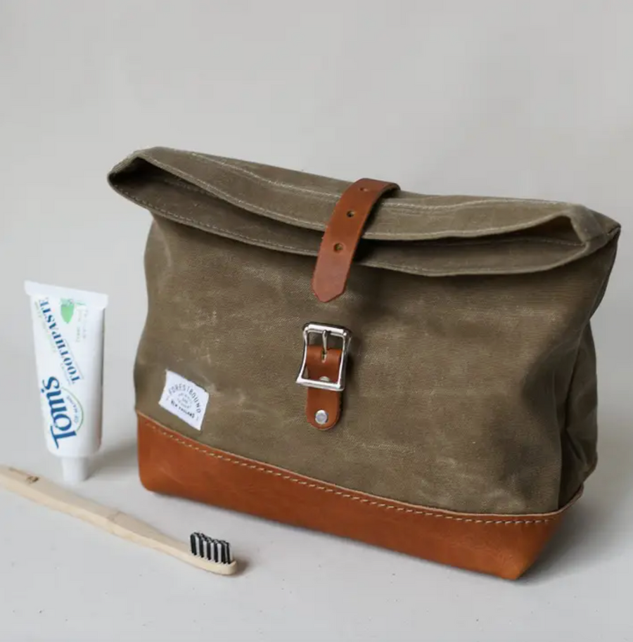 Roll Top Waxed Canvas Dopp Kit