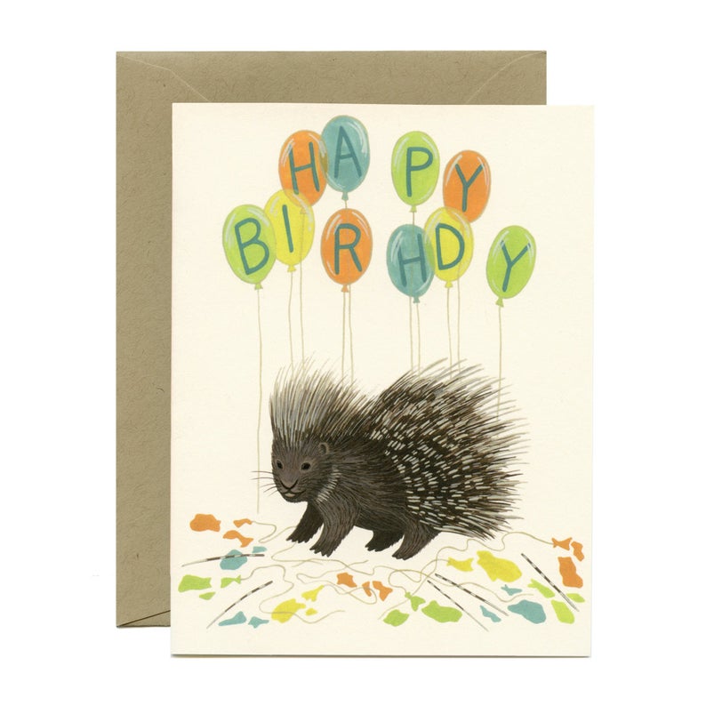 Porcupine Balloons Birthday Card - YP5