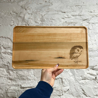 Large Maple Rectangle Appetizer Tray - Laura Zindel Owl