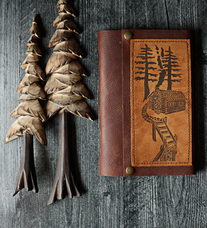 Large Leather Guestbook Journal - Cabin