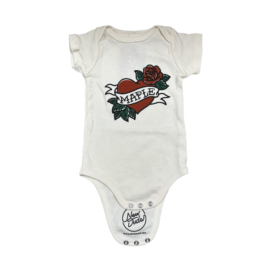 Love Maple Heart Baby Onesie