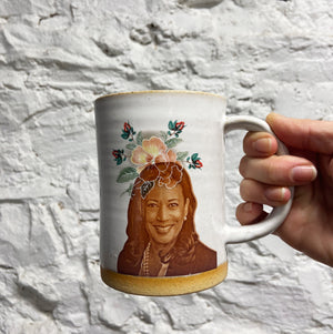 Kamala Harris with Flowers Handmade Mug