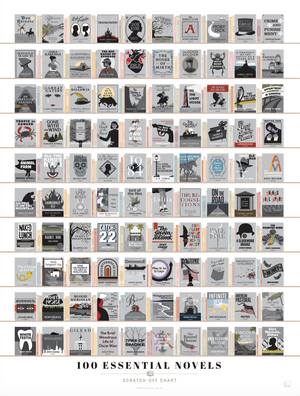 100 Essential Novels Scratch Off Print - 12x16