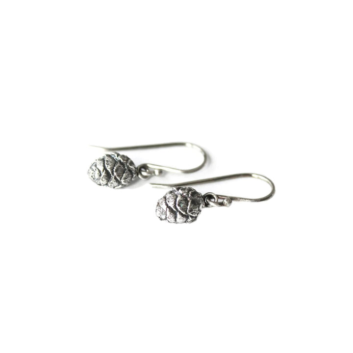 Small Sterling Silver Pine Cone Earrings