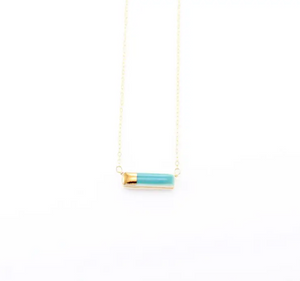 Tiny Reed Necklace - 16" Teal / Gold