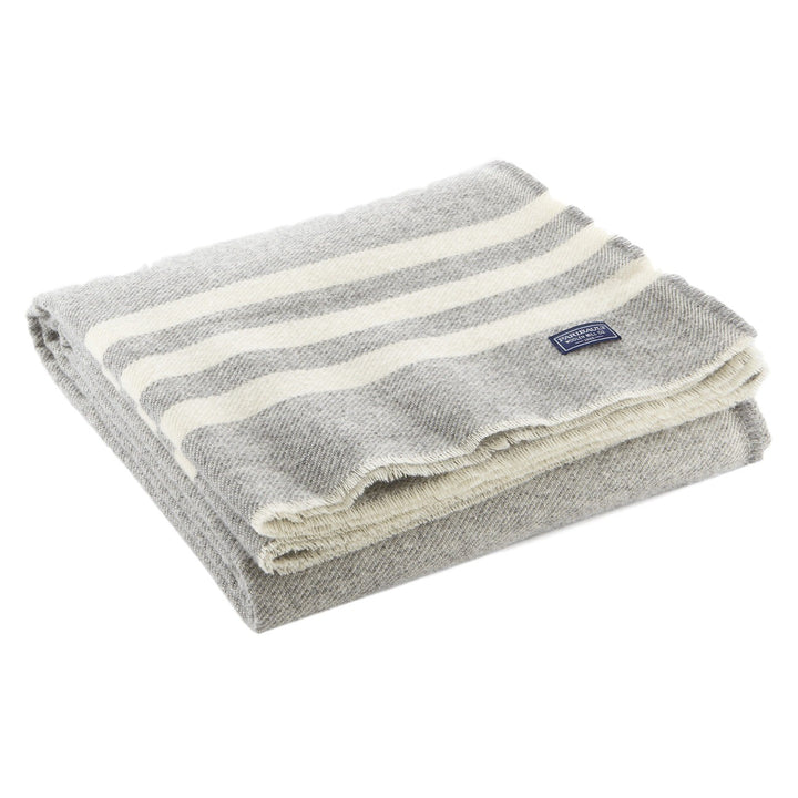 Faribault Trapper Striped Wool Throw - Gray Natural