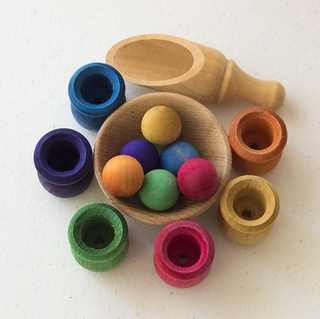 Wooden Bean Pot &amp; Ball Sorting Set