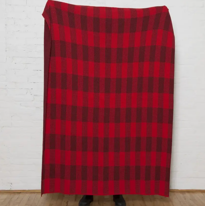 Sustainable Buffalo Plaid Reversible Throw Red