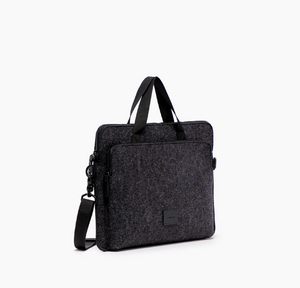 Toto Briefcase - Charcoal Felt &amp; Black Leather