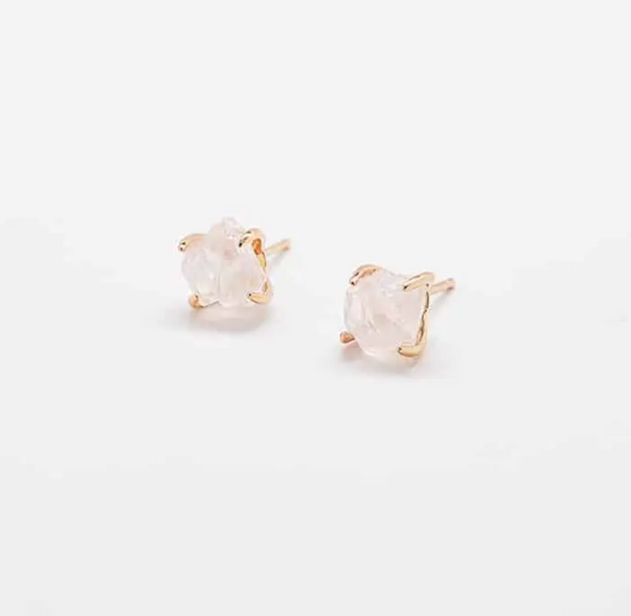 Rose Quartz Gold Claw Stud Earring