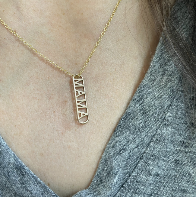 Bronze Mama Vertical Pendant Necklace - 18"