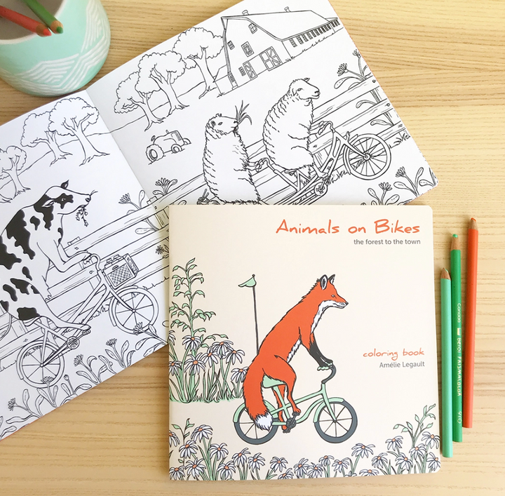 Forest to Town Animals on Bikes Coloring Book