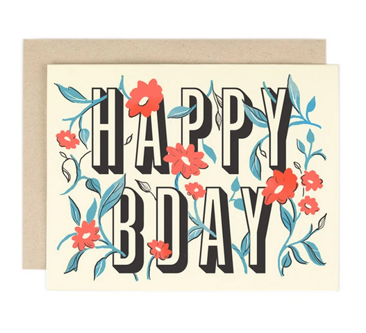 Happy Bday With Red Flowers Card - AH5
