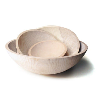 Farmhouse Pottery Crafted Wooden Bowl - White