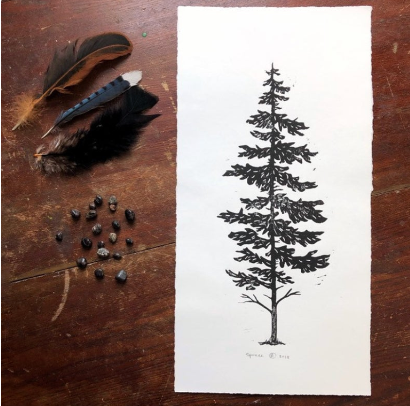 Spruce Linocut Print