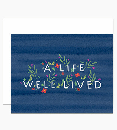 A Life Well Lived Card On Blue Card - DH3