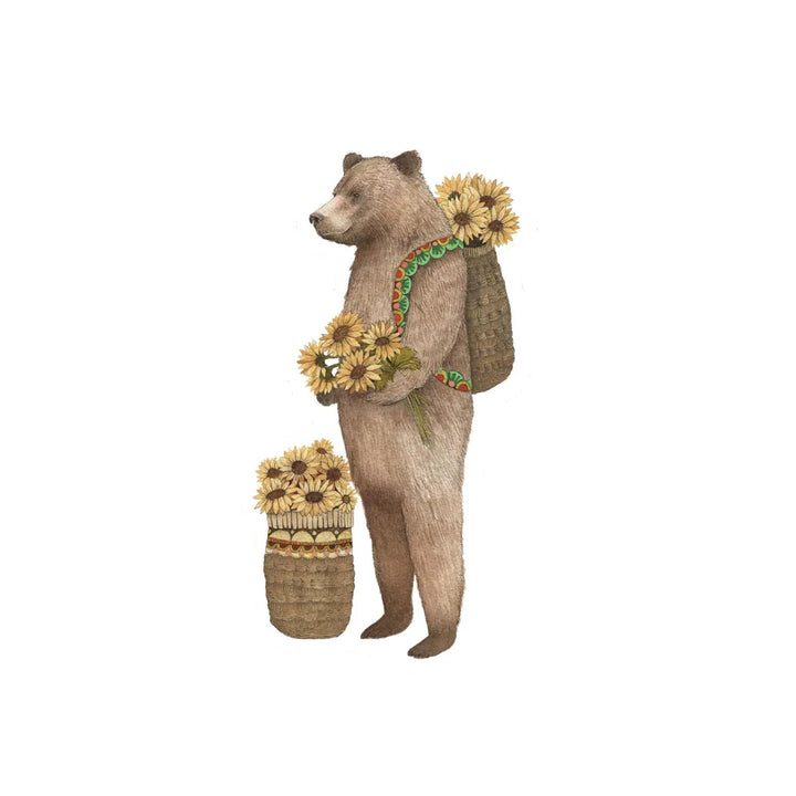 Bear with Sunflowers Sticker
