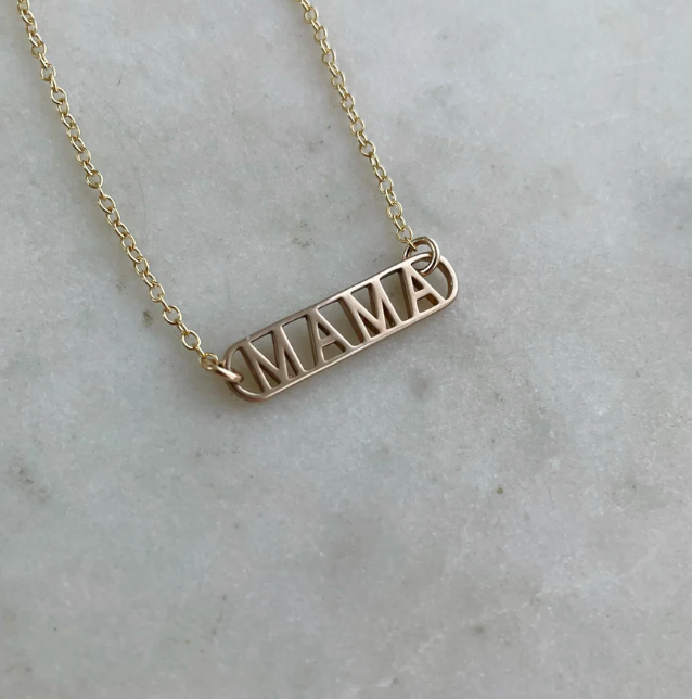 Bronze Mama Horizontal Bar Necklace - 18"