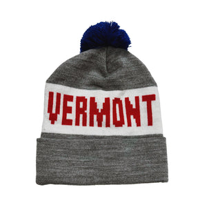 Vermont Beanie - Grey, Red, White, and Blue