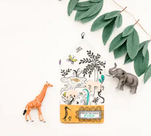 Jungle Playmat Tote with Wood Sloth &amp; Elephant