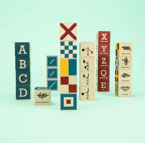 Nautical ABC Blocks with Canvas Bag