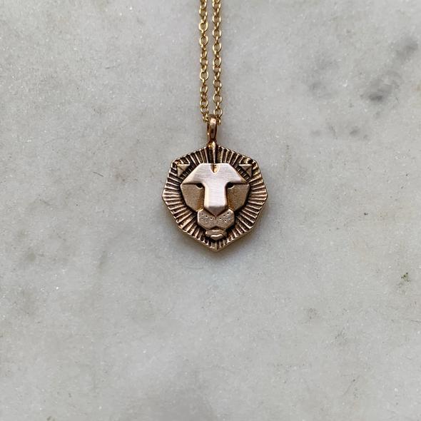 Small Lion Necklace in Bronze
