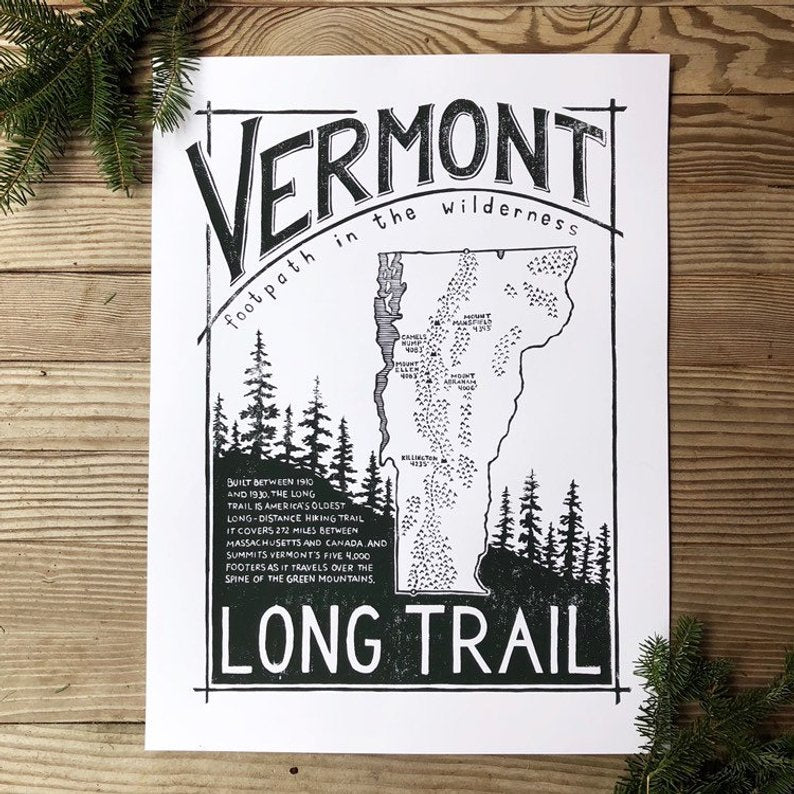 Screenprint Long Trail Vermont's Footpath Print