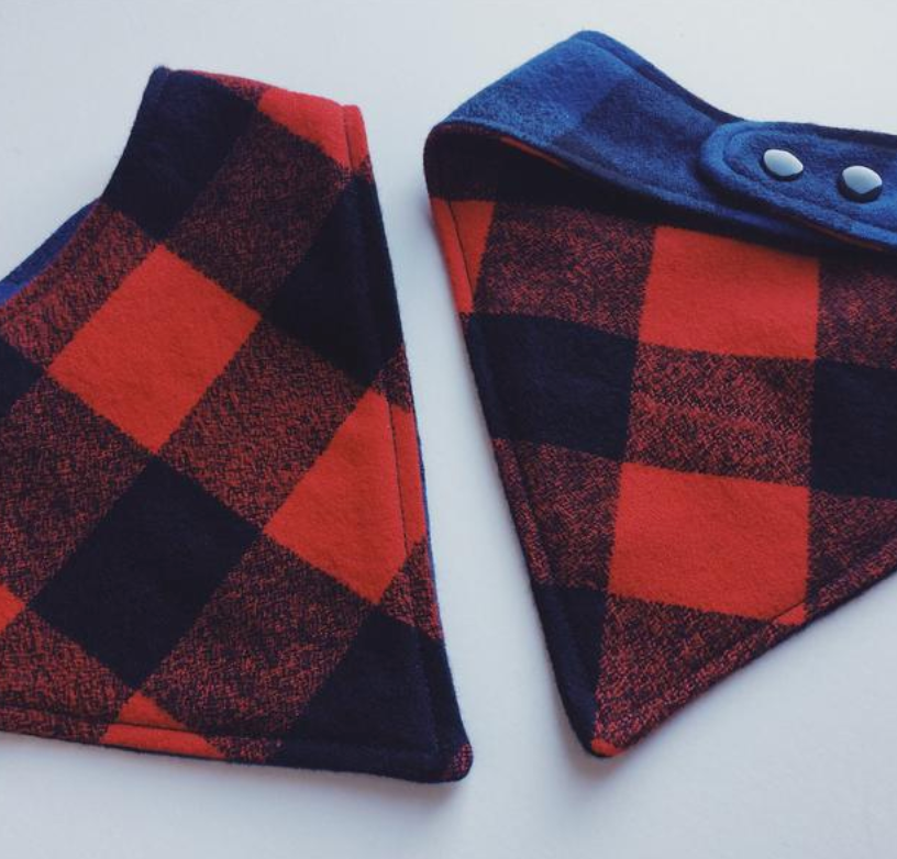 Reversible Flannel BIb - Blue/Red