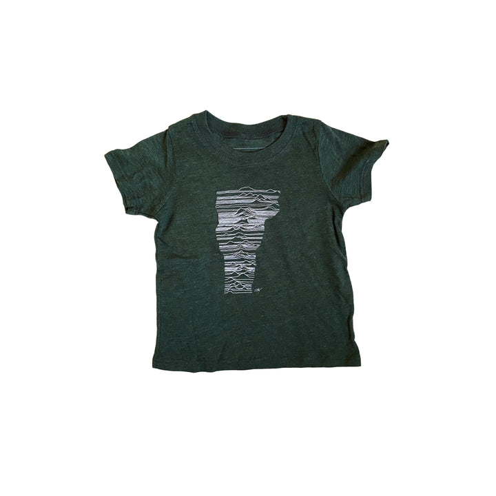 Kid&#x27;s Mountains of Vermont Shirt in Heather Pine