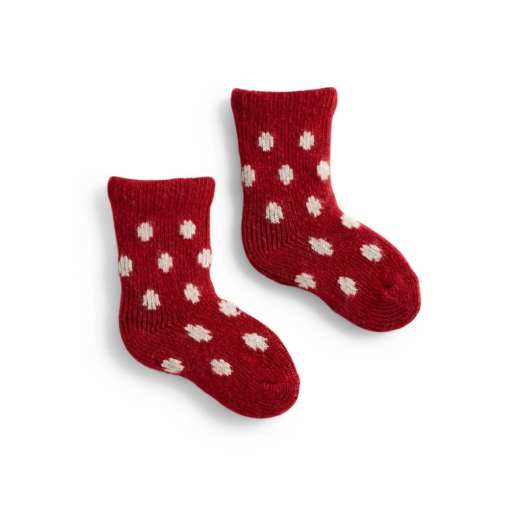 CASHMERE/WOOL CLASSIC DOT Baby SOCKS - RED