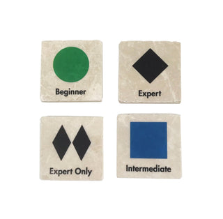 Marble Ski Slope Marker Coasters - Set of 4