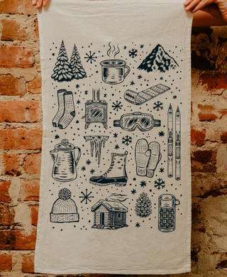 Winter Time Flour Sack Tea Towel