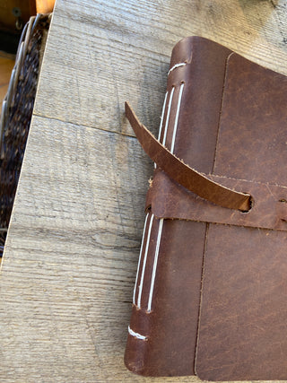 Large Leather Hand-Bound Notebook - Cognac Tan